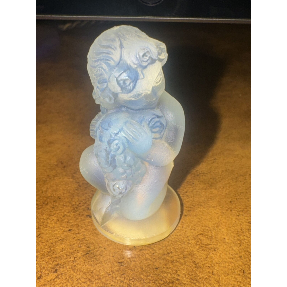 Sabino Art Glass Paris France Opalescent Crystal Child Cherub Roses Figurine - Picture 7 of 11